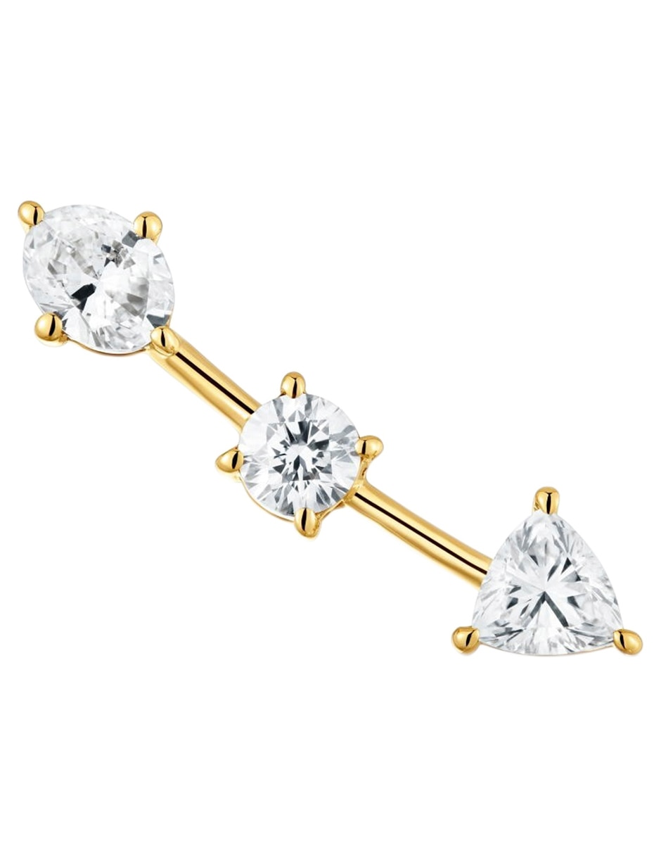 Arete Shine LGD de oro 14 K con acabado brillante diamante 1