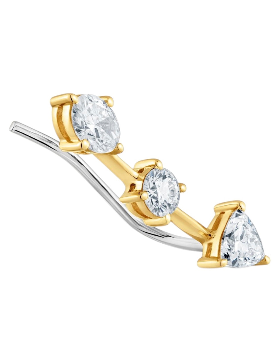 Arete Shine LGD de oro 14 K con acabado brillante diamante 4