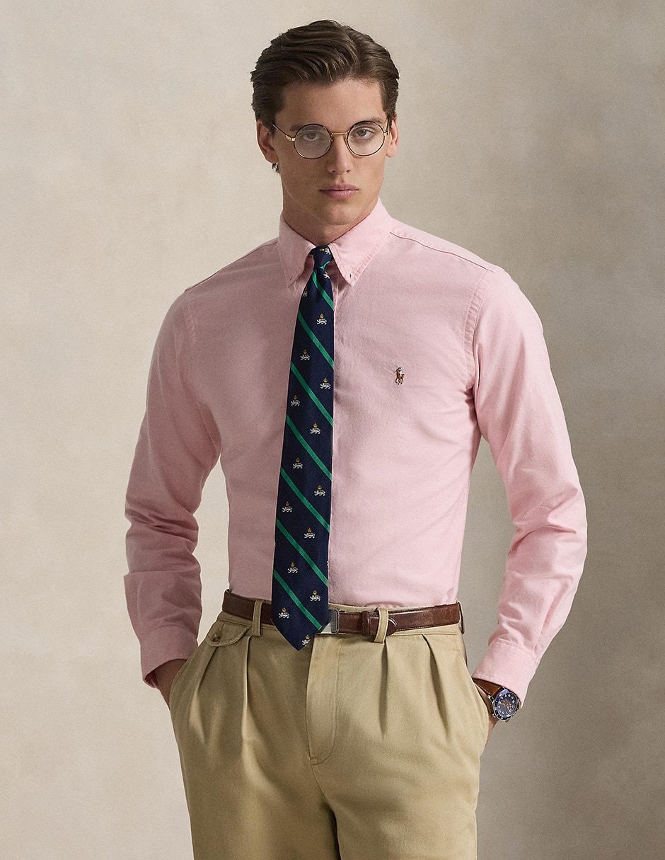 Camisa casual Polo Rl de algodón manga larga para hombre