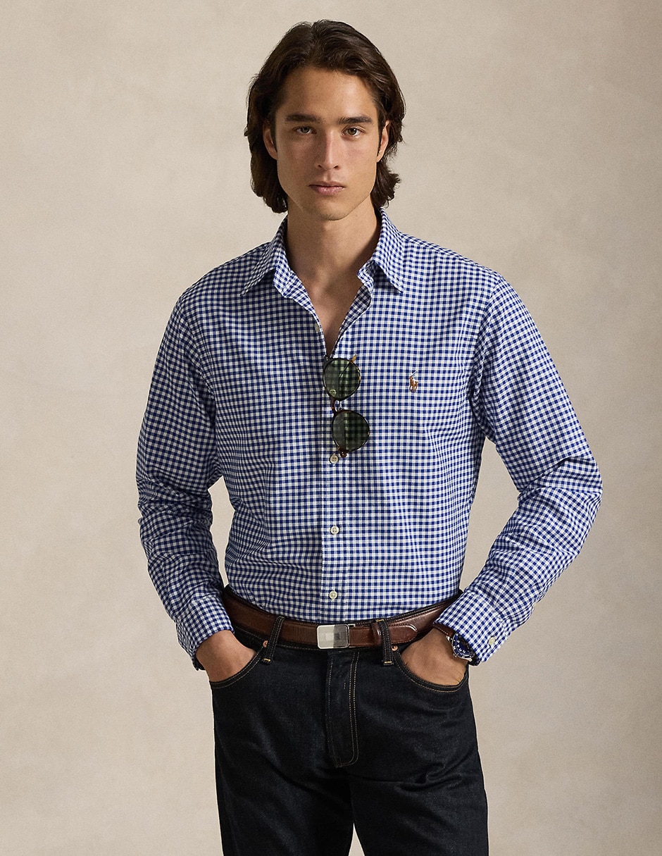 Camisa casual de algodón manga larga para hombre