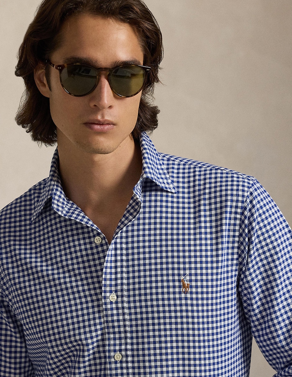 Camisa casual Polo Rl de algodón manga larga para hombre