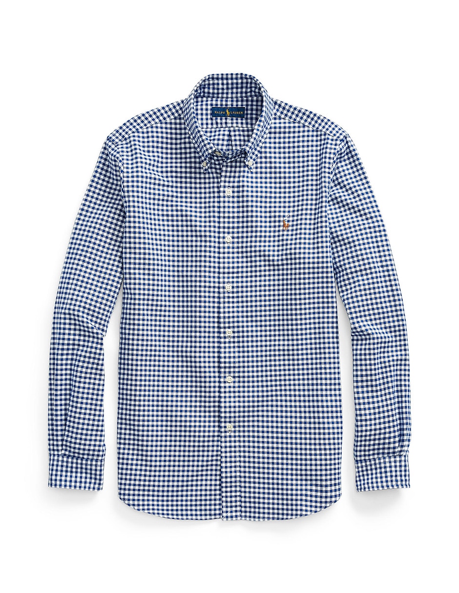 Camisa casual Polo Rl de algodón manga larga para hombre
