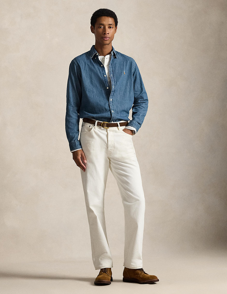 Camisa casual Polo Ralph Lauren de mezclilla manga larga para hombre