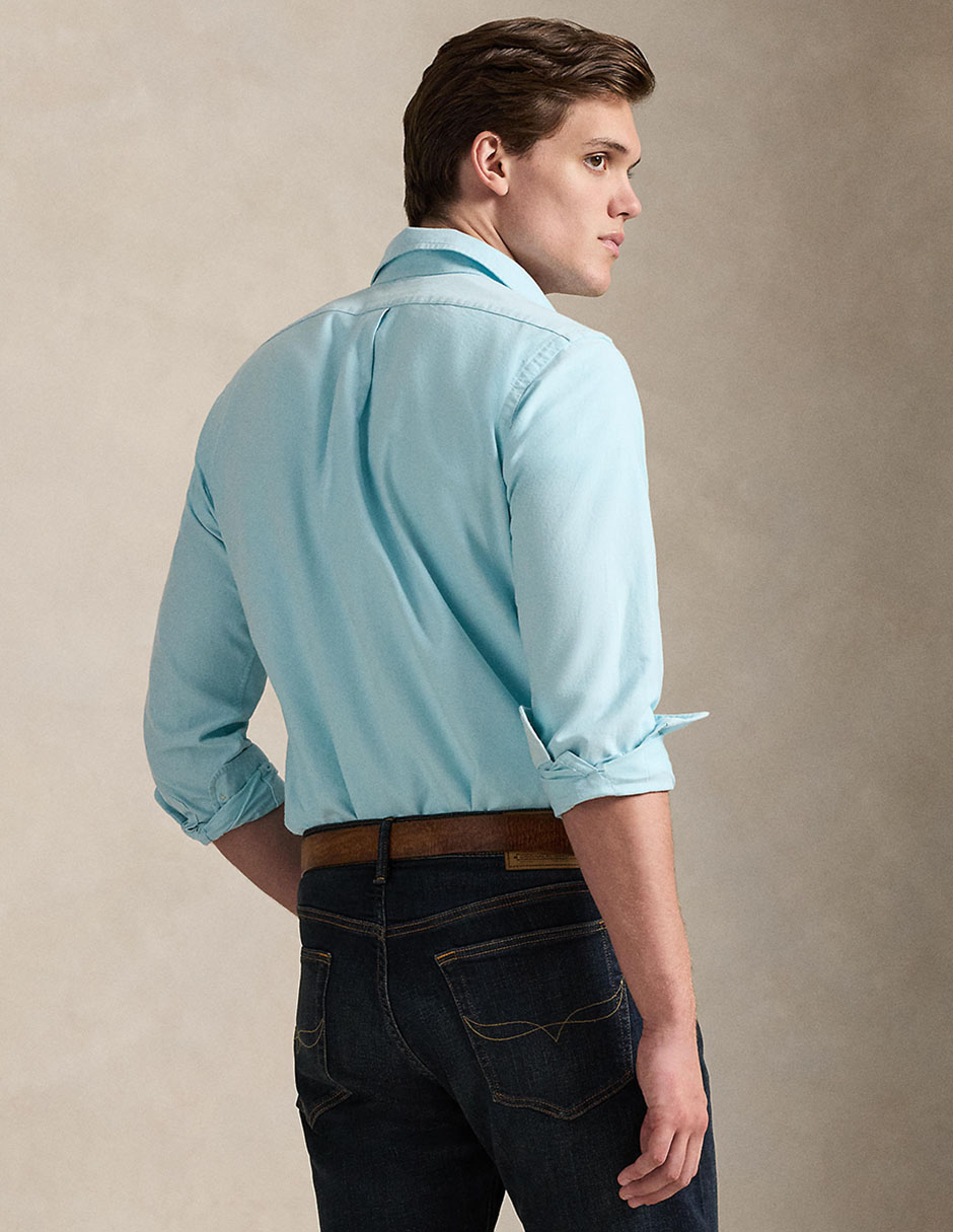 Camisa casual Polo Rl de algodón manga larga para hombre