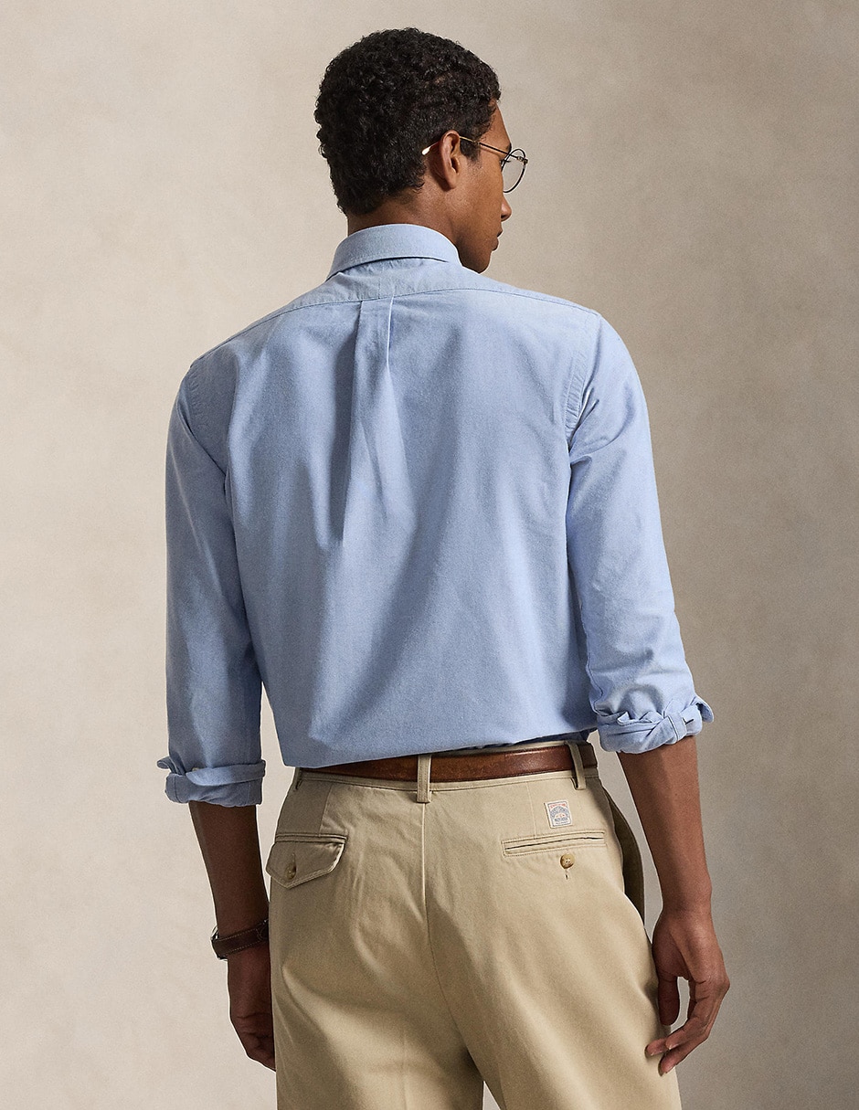 Camisa casual Polo Rl de algodón manga larga para hombre