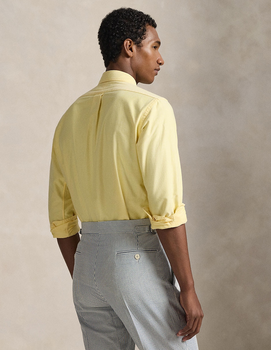 Camisa casual Polo Rl de algodón manga larga para hombre