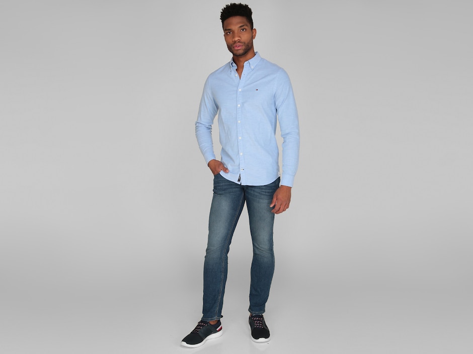 Camisa casual Hilfiger de algodón manga larga para hombre 3
