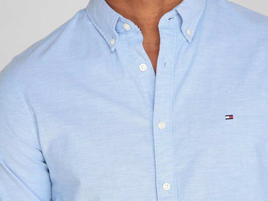 Camisa casual Hilfiger de algodón manga larga para hombre 4