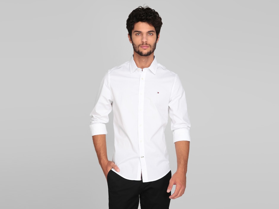 Camisa casual Hilfiger de algodón manga larga para hombre Camisa casual Hilfiger de algodón manga larga para hombre