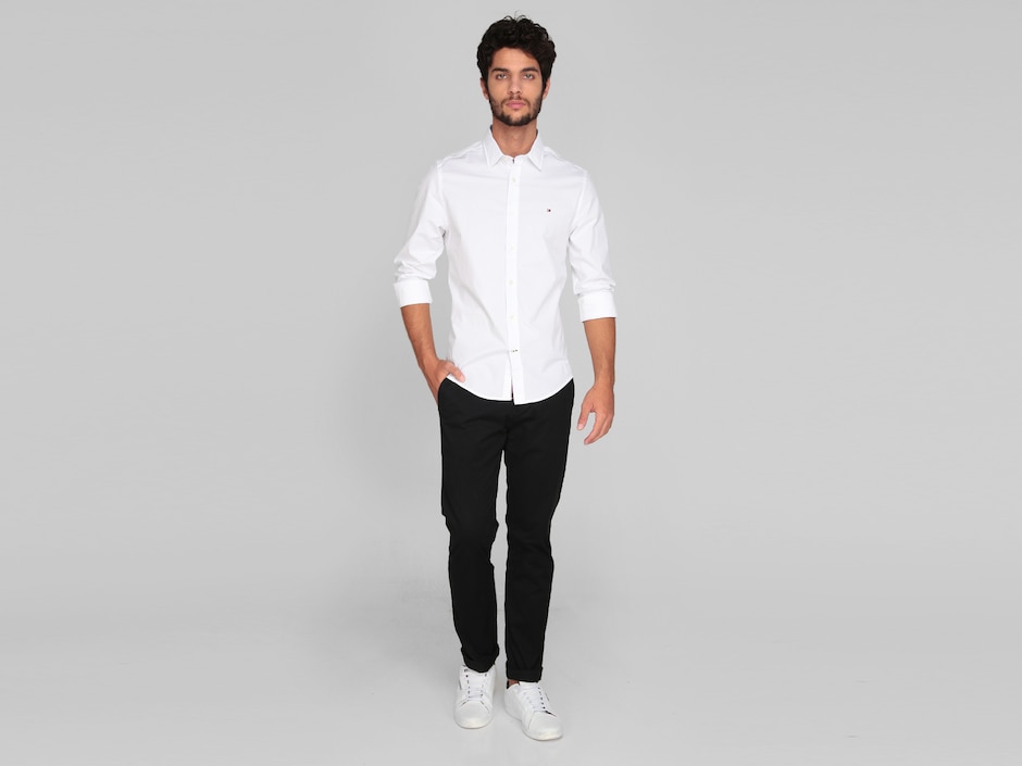 Camisa casual Hilfiger de algodón manga larga para hombre 3