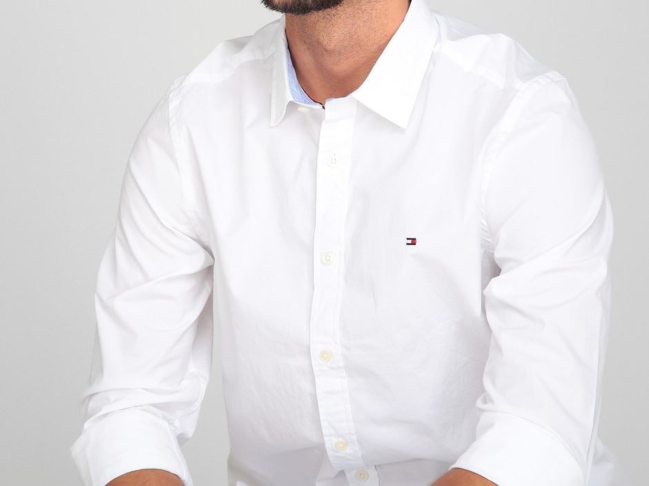 Camisa casual Hilfiger de algodón manga larga para hombre 4