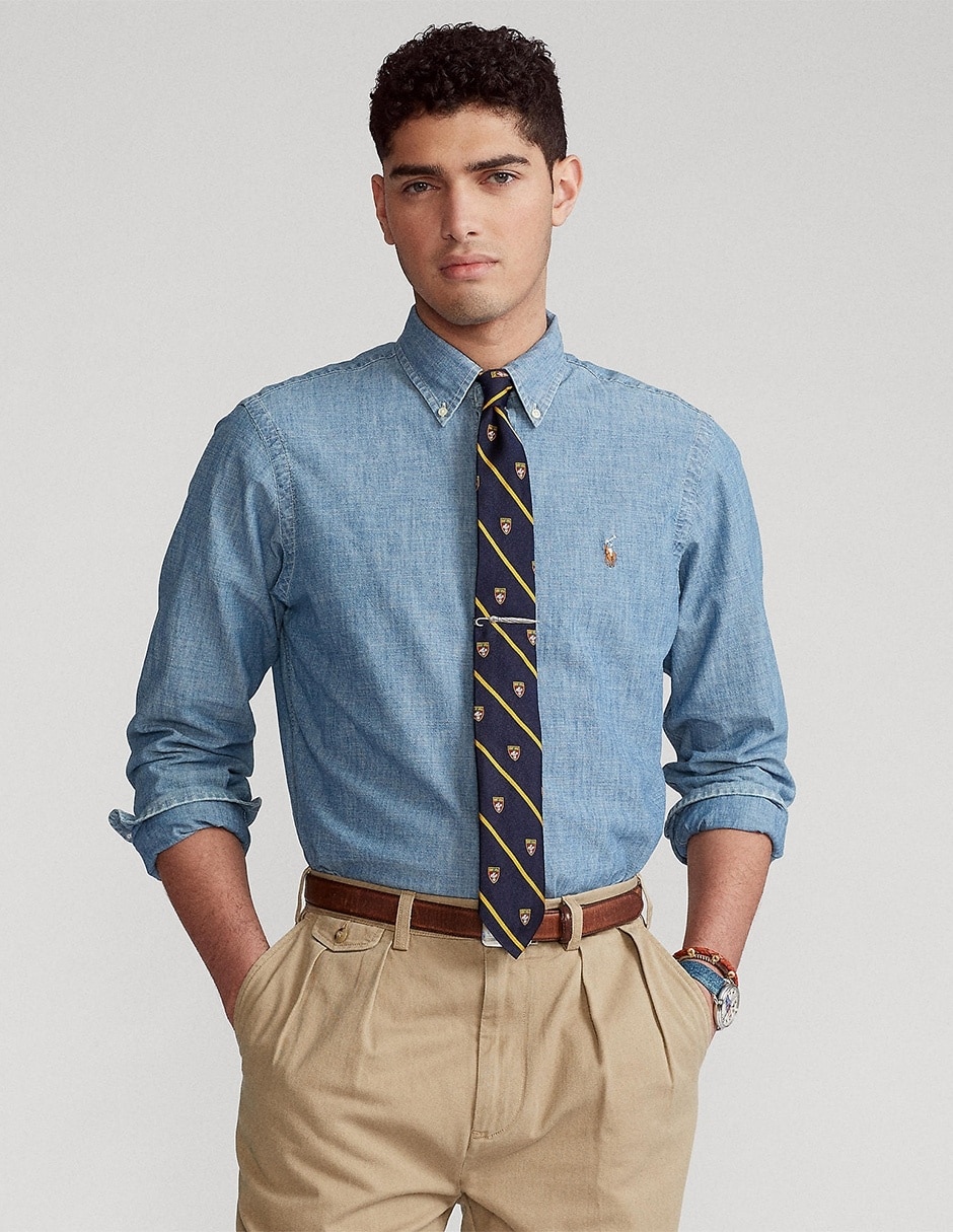 Camisa casual Polo Ralph Lauren de algodón manga larga para hombre