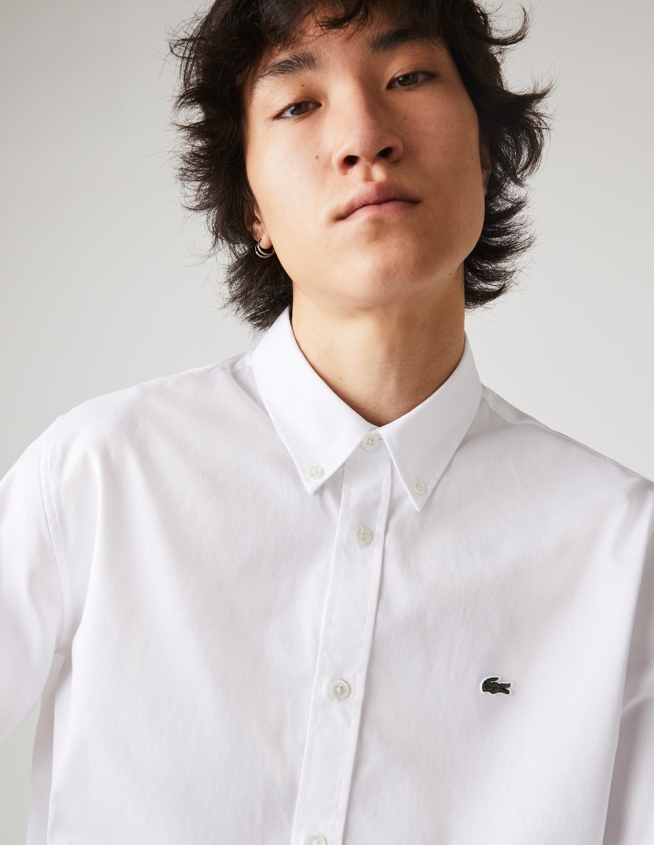 Camisa casual Lacoste de algodón manga larga para hombre