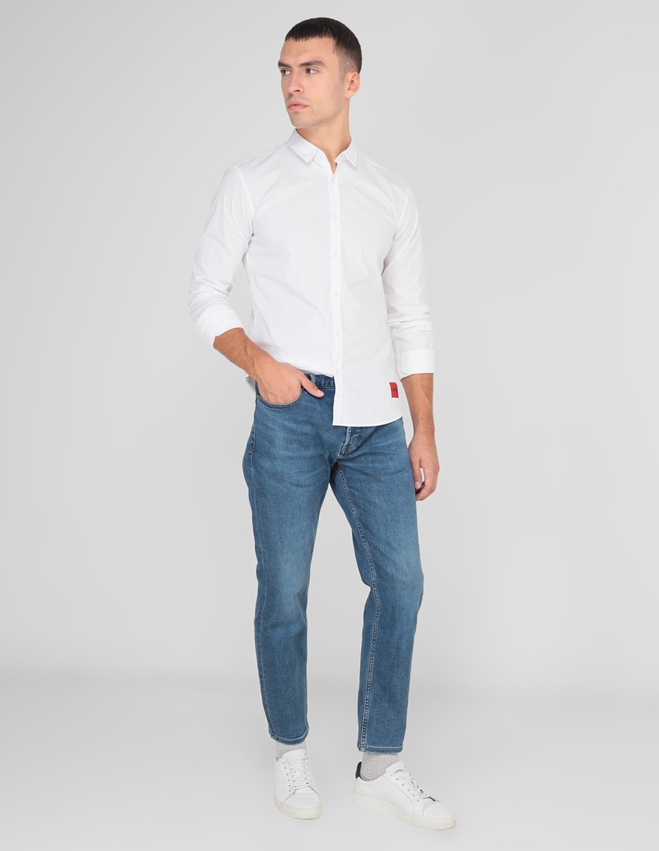 Camisa casual de algodón manga larga para hombre