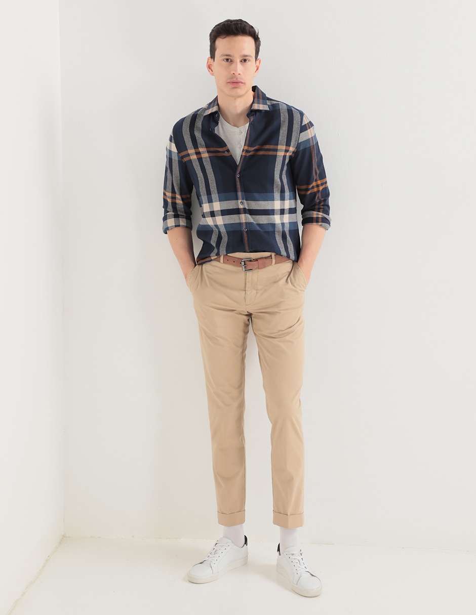 Pantalón chino slim de lino para hombre 3