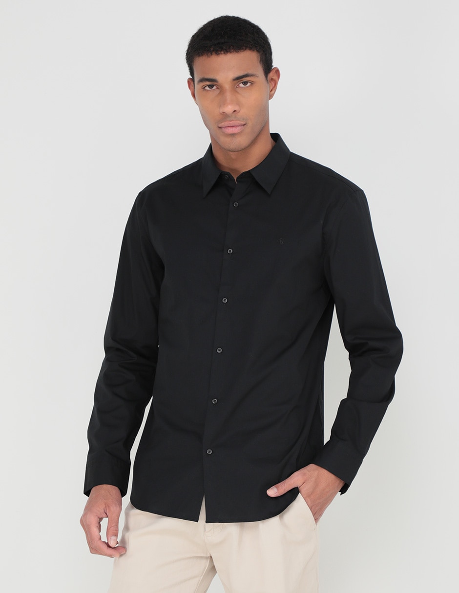 Camisa casual Calvin Klein de algodón manga larga para hombre