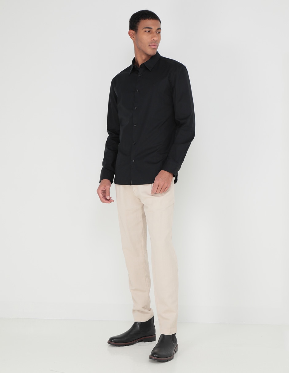 Camisa casual Calvin Klein de algodón manga larga para hombre 3