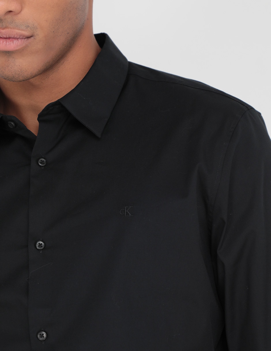 Camisa casual Calvin Klein de algodón manga larga para hombre 4