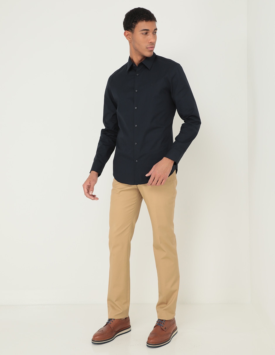Camisa casual Calvin Klein de algodón manga larga para hombre 3