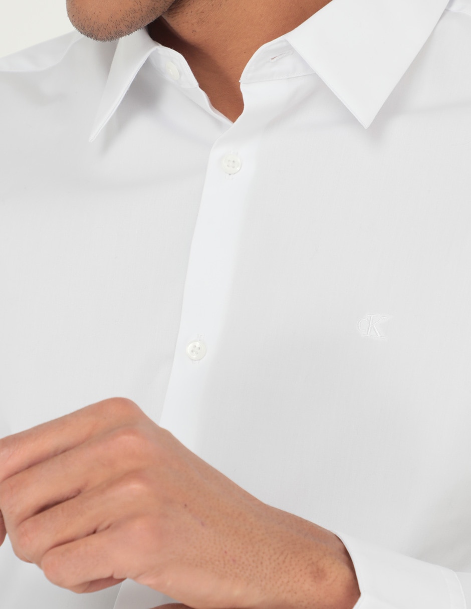 Camisa casual Calvin Klein de algodón manga larga para hombre 4