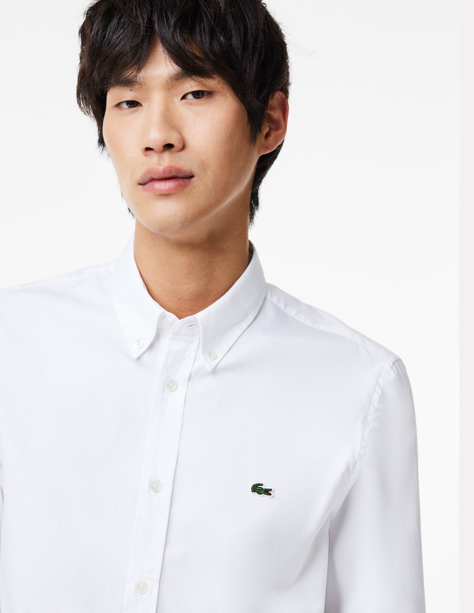 Camisa casual Lacoste de algodón manga larga para hombre