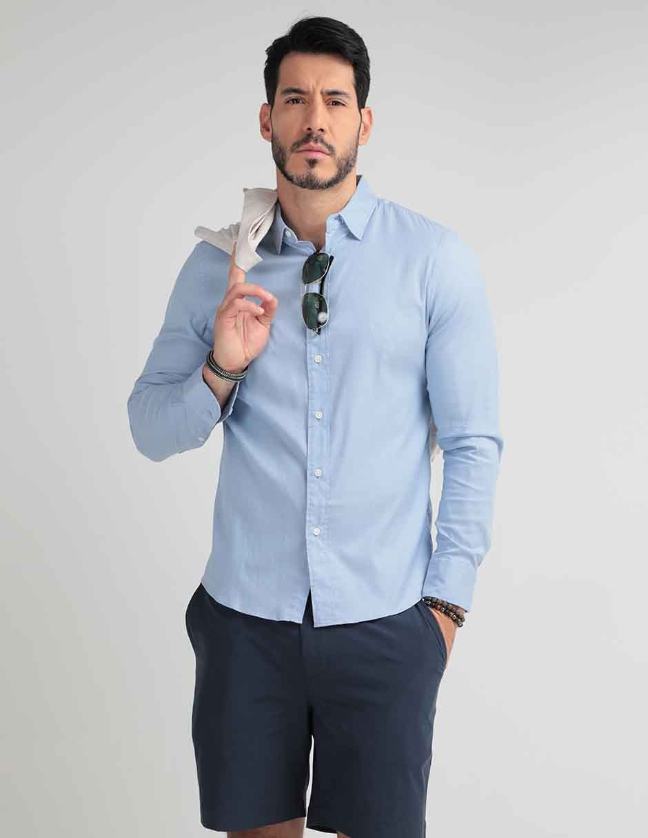 Camisa de vestir de algodón manga larga para hombre