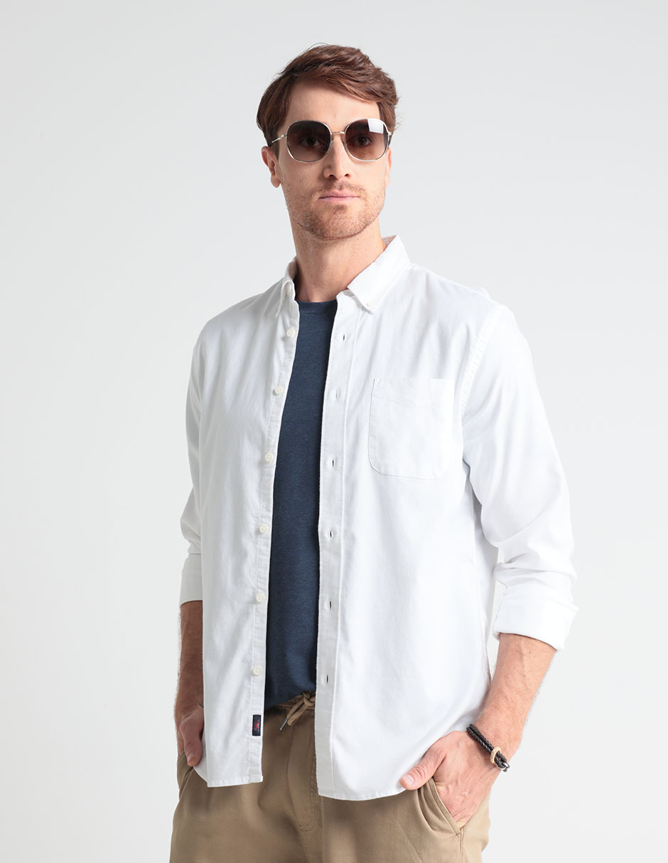 Camisa casual de algodón manga larga para hombre