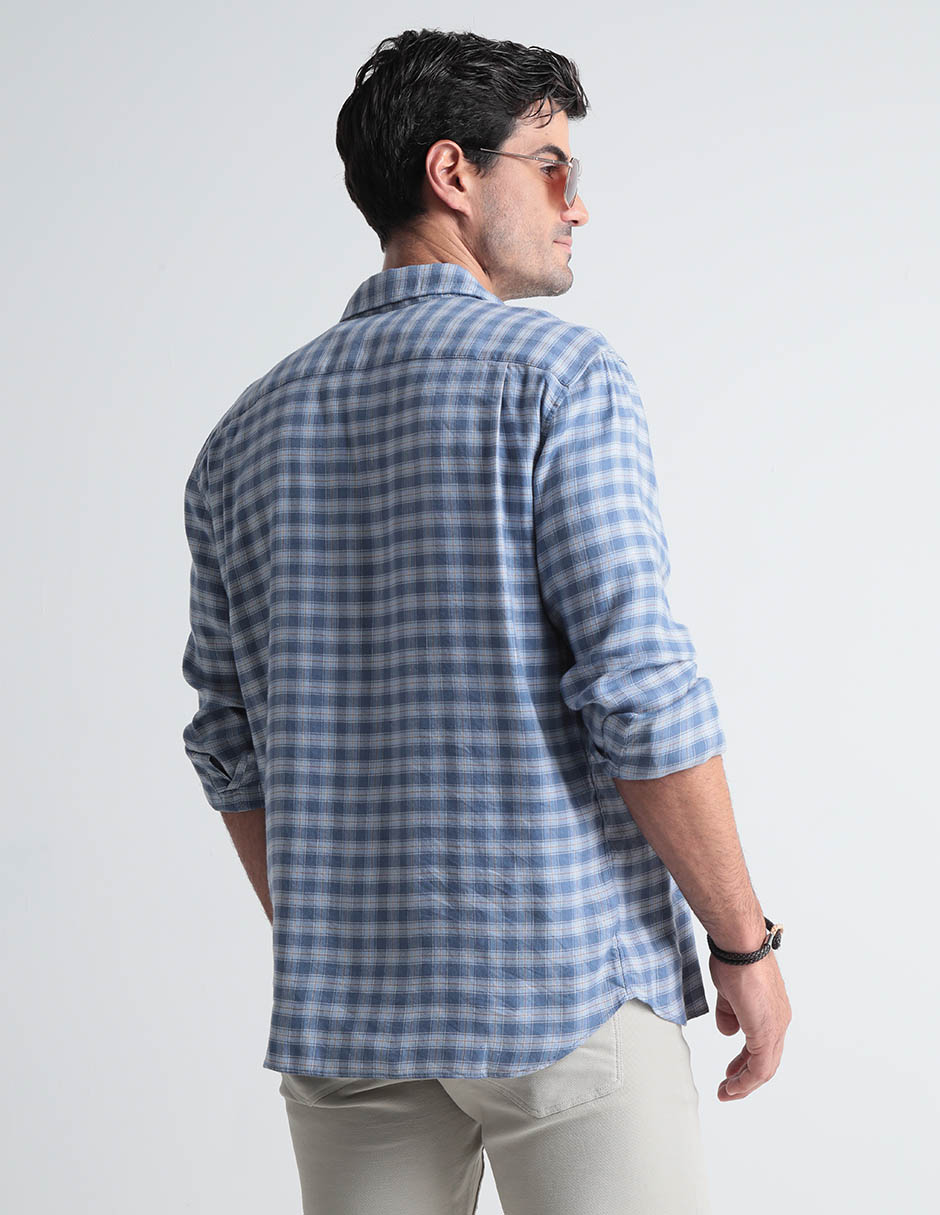 Camisa casual de algodón manga larga para hombre 6