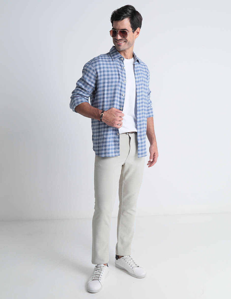 Camisa casual de algodón manga larga para hombre 7