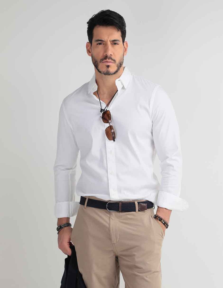 Camisa de vestir de algodón manga larga para hombre