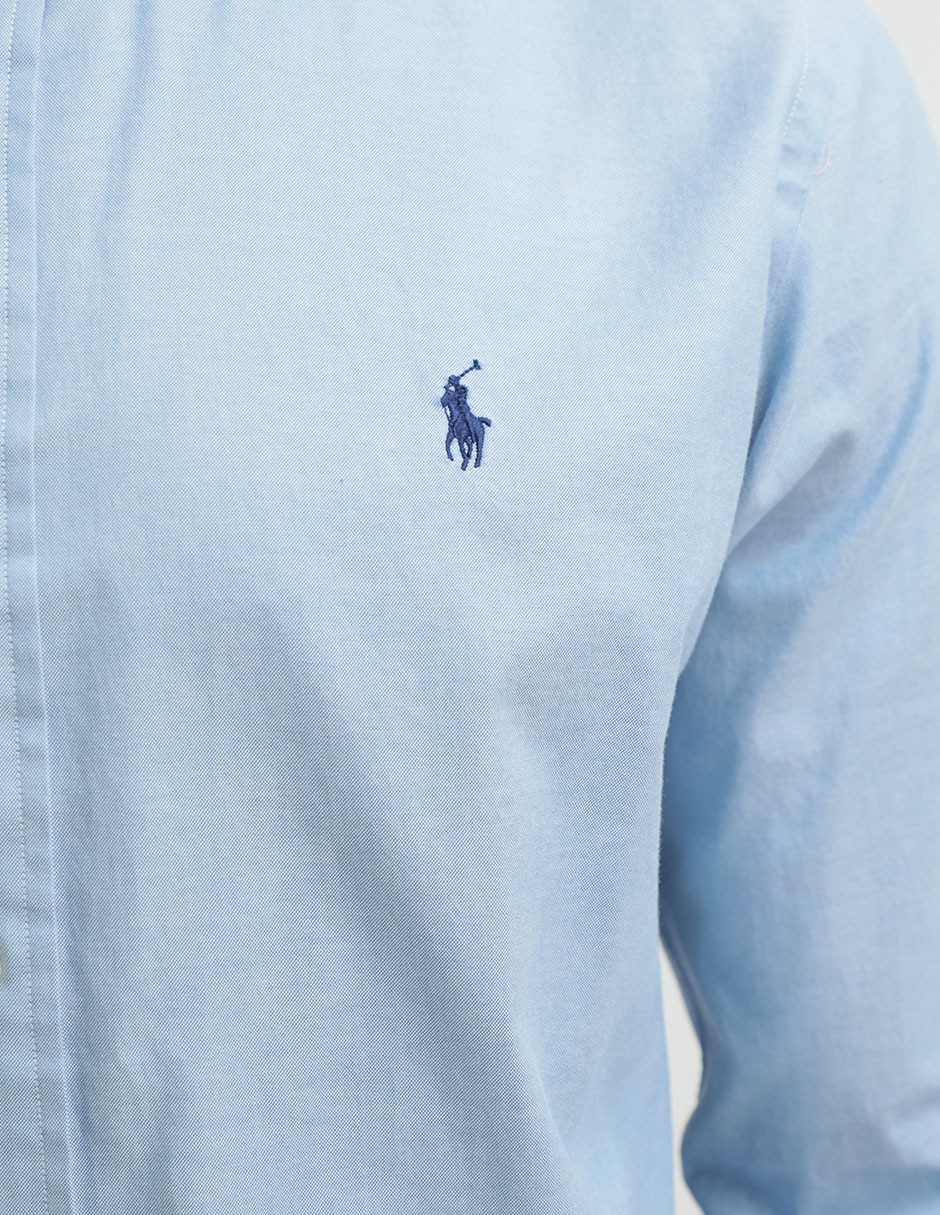 Camisa casual Polo Rl de algodón manga larga para hombre