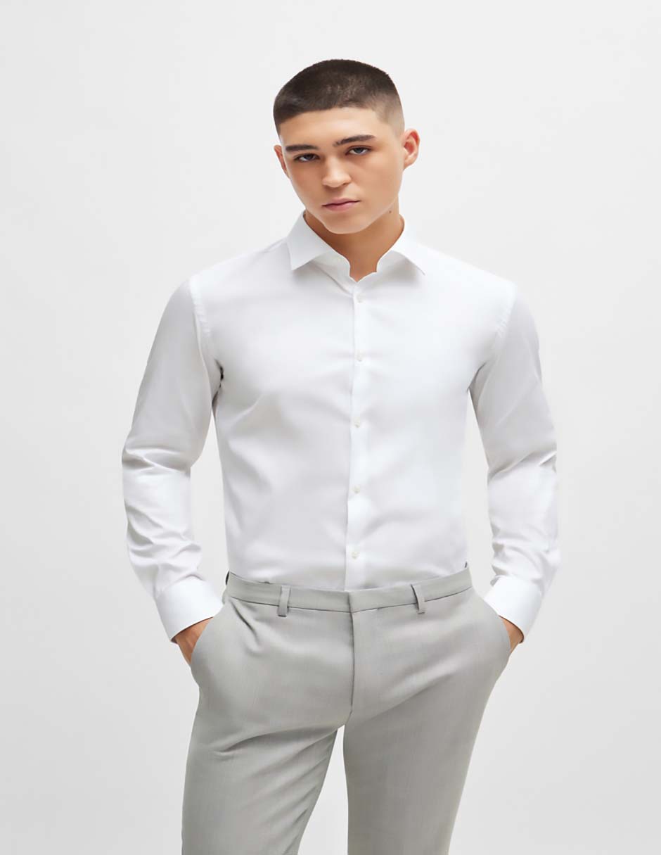 Sobrecamisa de vestir de algodón manga larga para hombre 6