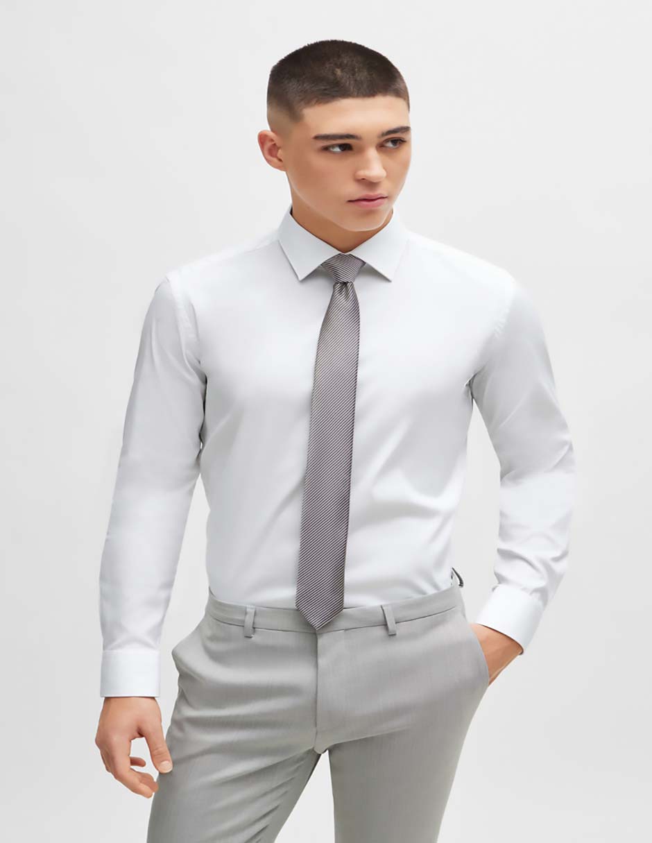 Sobrecamisa de vestir de algodón manga larga para hombre