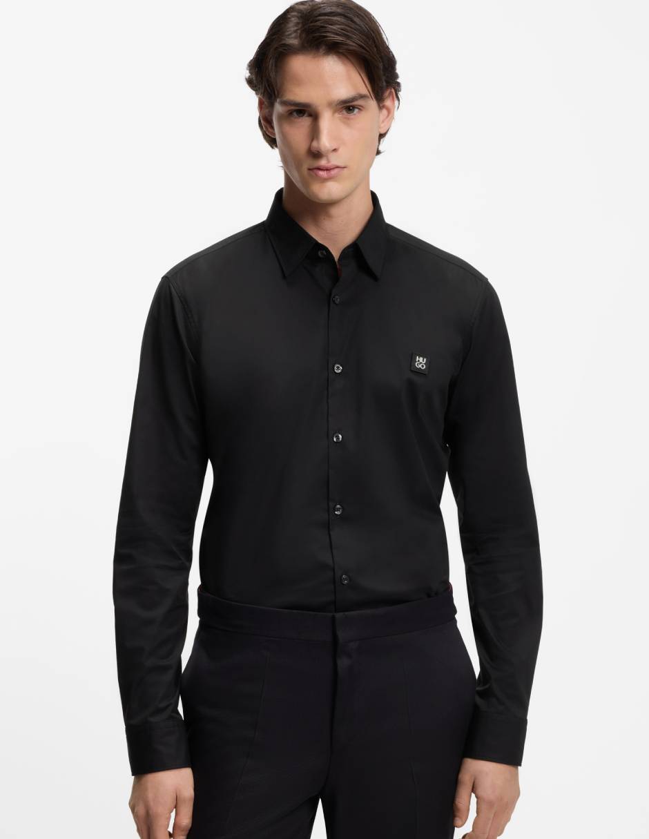 Camisa de vestir de algodón manga larga para hombre