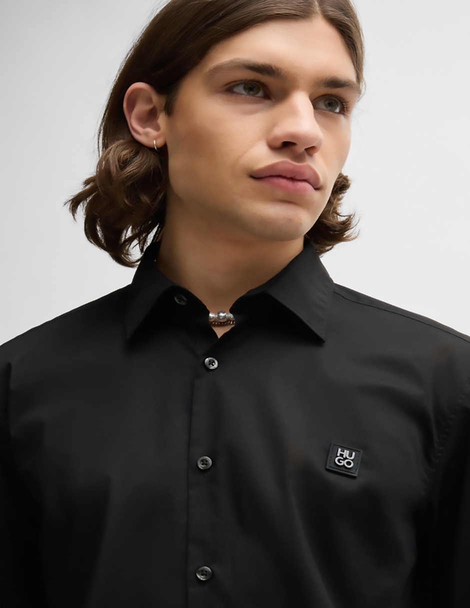 Camisa de vestir Hugo de algodón manga larga para hombre