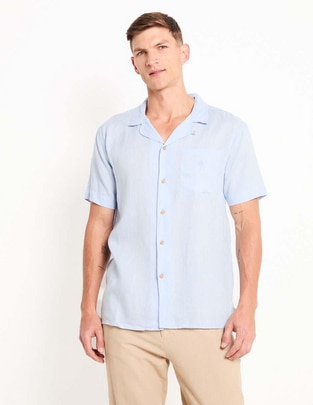 Camisa casual de algodón manga corta para hombre