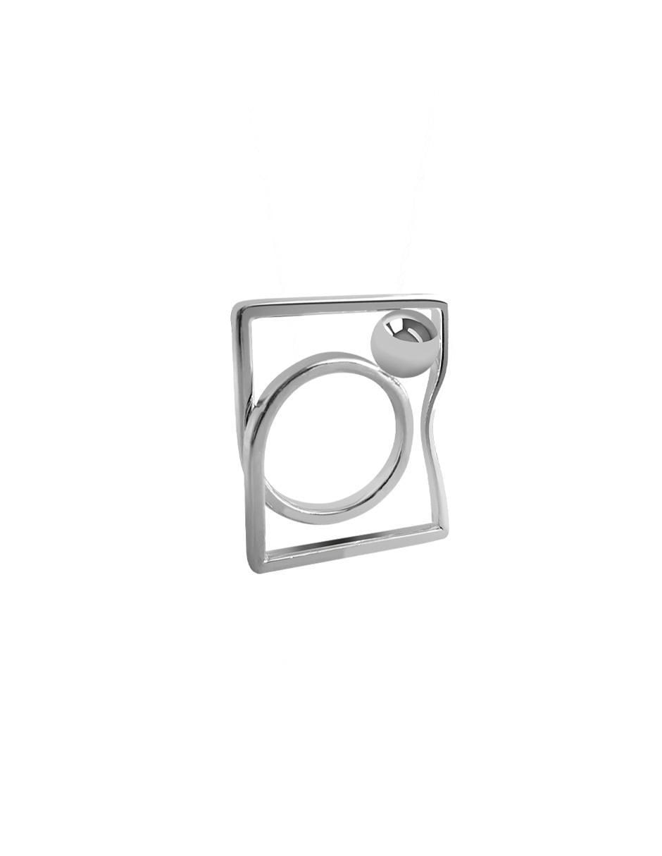 Anillo cuadrada P 925 de plata brillante Anillo cuadrada P 925 de plata brillante