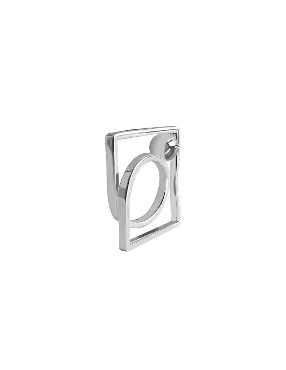 Anillo cuadrada P 925 de plata brillante 3