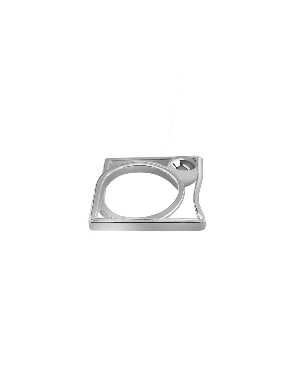 Anillo cuadrada P 925 de plata brillante 2