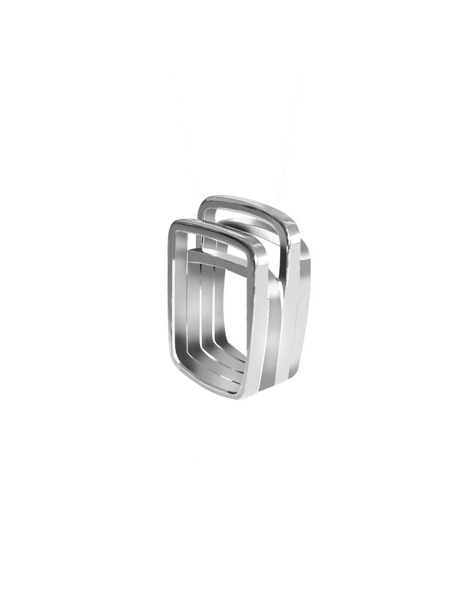Anillo cuadrada P 925 de plata brillante 3