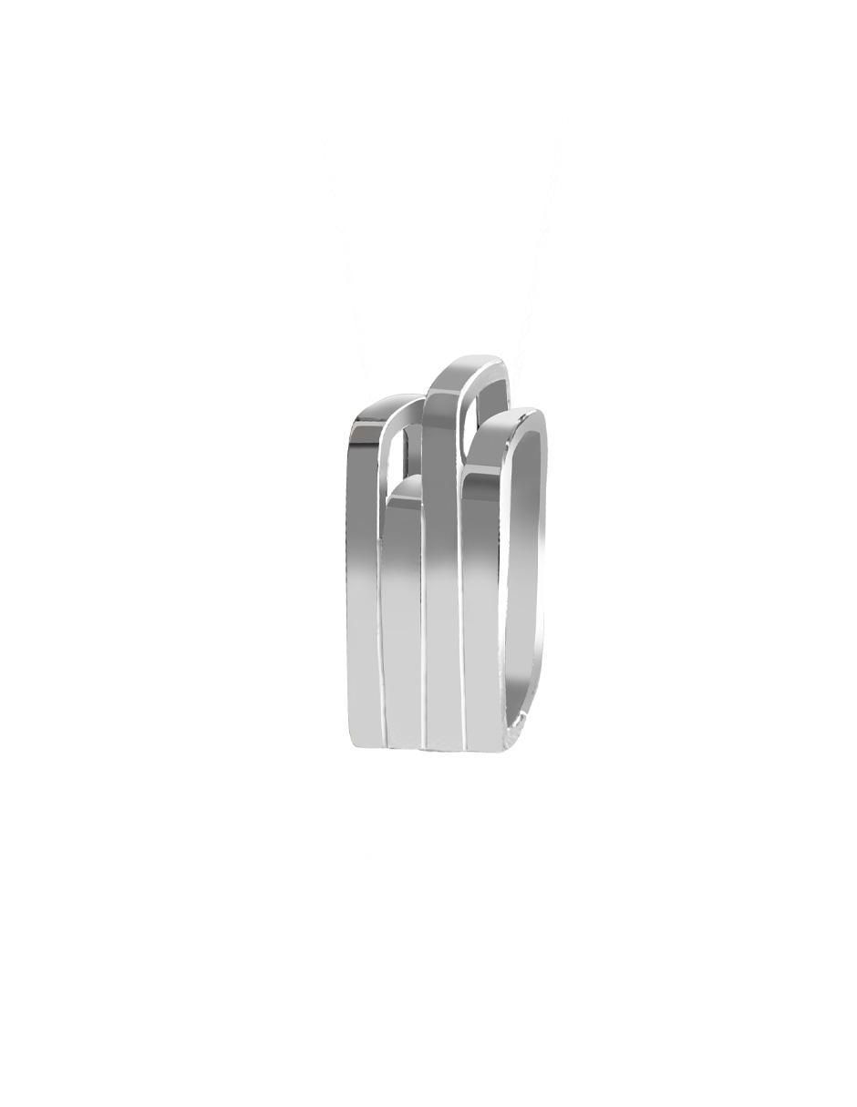 Anillo cuadrada P 925 de plata brillante 2