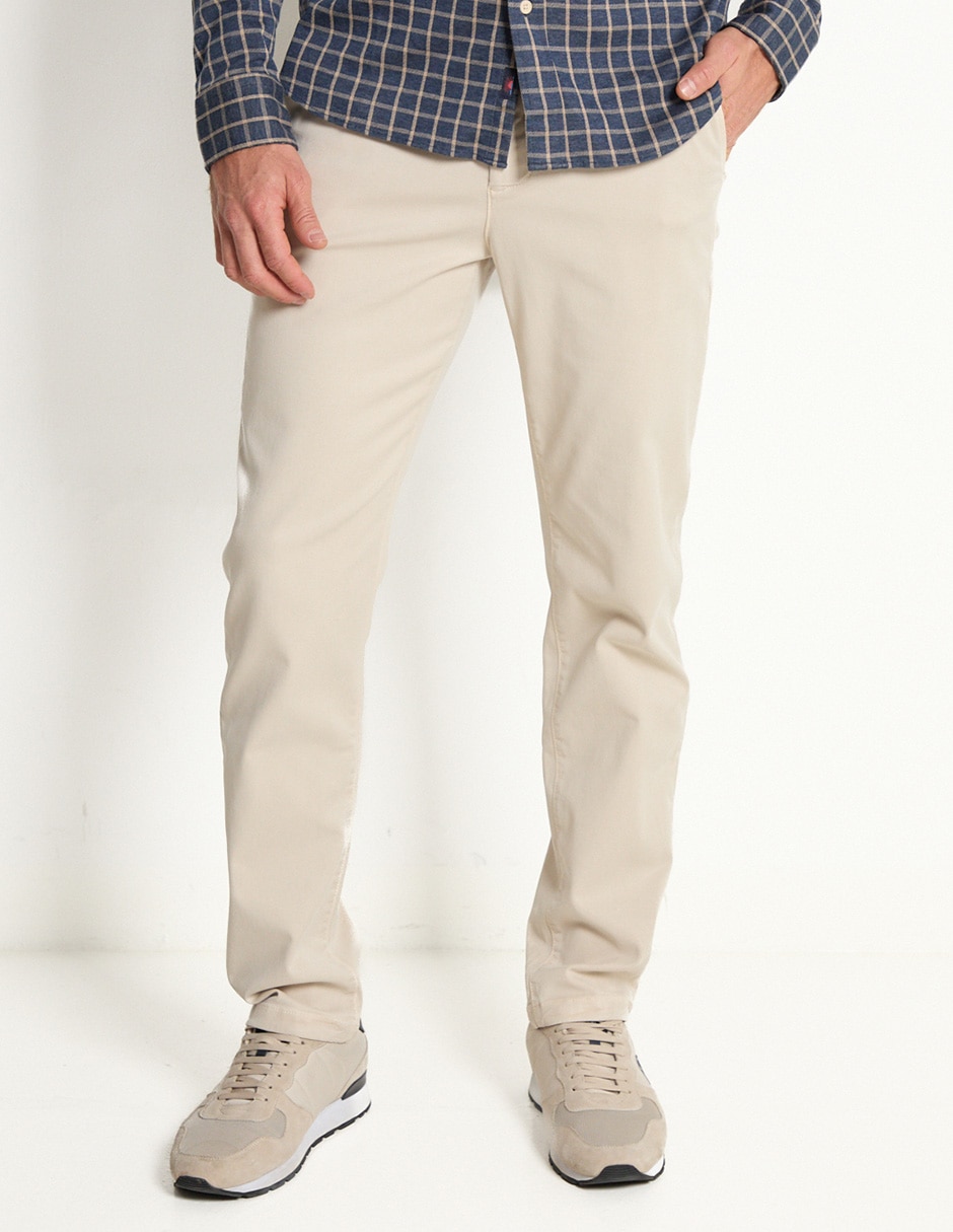 Pantalón casual chino slim de algodón para hombre 1
