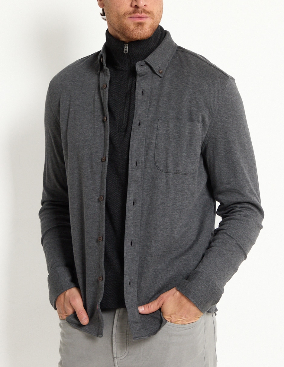 Camisa casual Faherty de algodón manga larga para hombre