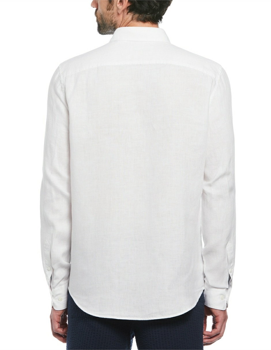 Camisa casual Original Penguin de lino manga larga para hombre