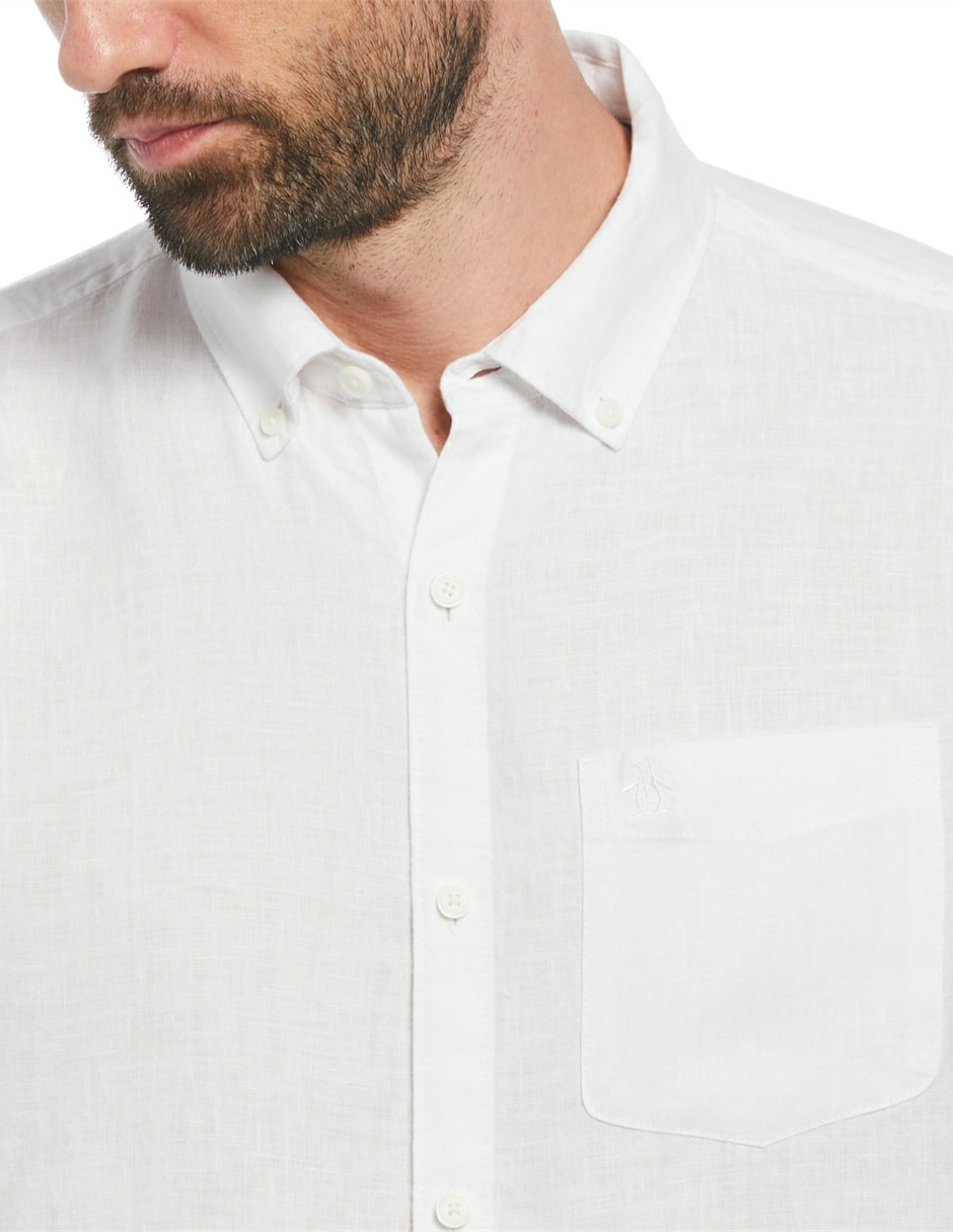 Camisa casual Original Penguin de lino manga larga para hombre