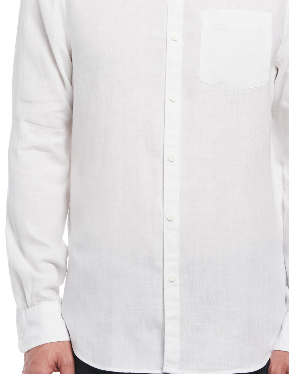 Camisa casual Original Penguin de lino manga larga para hombre