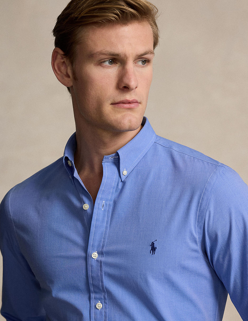 Camisa casual Polo Rl de algodón manga larga para hombre 3