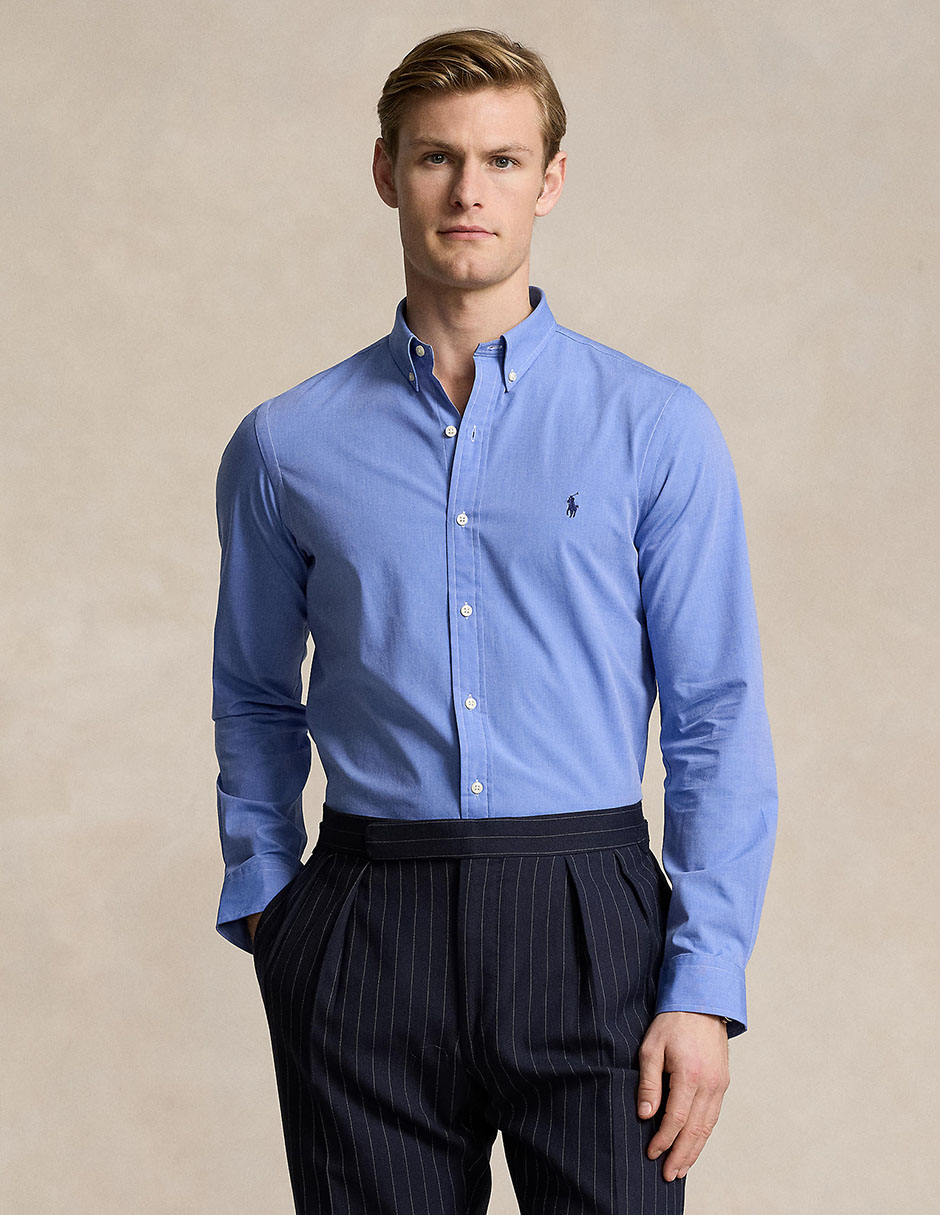 Camisa casual Polo Rl de algodón manga larga para hombre 4