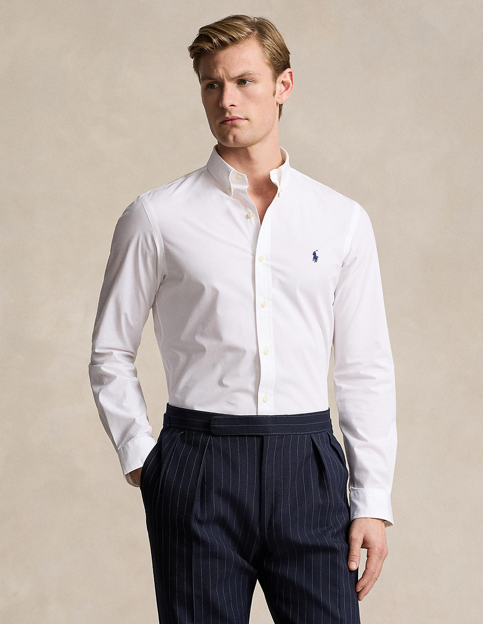 Camisa de vestir Polo Rl de algodón manga larga para hombre