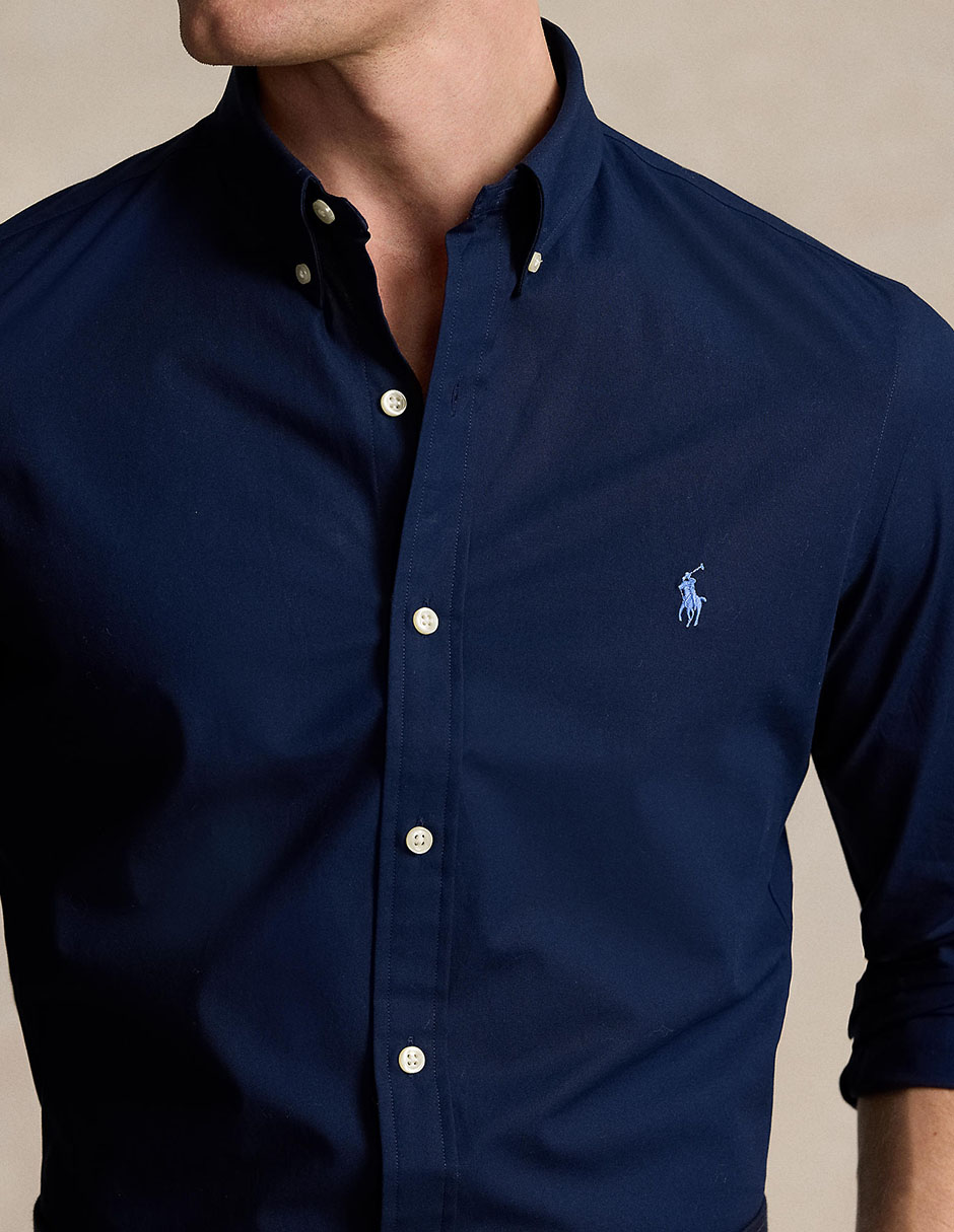 Camisa casual Polo Rl de algodón manga larga para hombre 3